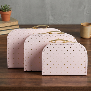 Valigia <span class=keywords><strong>Regalo</strong></span> per Bambini Rosa con Puntini Dorati, Scatola <span class=keywords><strong>Regalo</strong></span> di Natale all'Ingrosso in Cartone con Manico in Plastica - Product Image 3