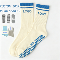 POPSOX Chaussettes de sport antidérapantes pour femmes, idéales pour le ballet et le Pilates, séchage rapide, compression, détail de manchette en Spandex, option personnalisée, vente en gros