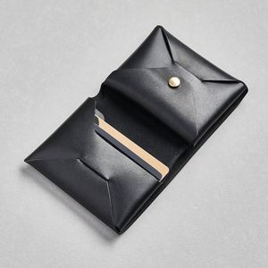 Portefeuille homme en cuir véritable fait main moderne à double pliage avec pochette à monnaie, design origami, porte-cartes de visite, imprimé sérigraphié - Product Image 4
