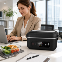 Boîte à lunch électrique sans fil portable, chauffe-plat auto-chauffant avec minuterie, capacité 1L, pot intérieur en acier inoxydable pour le chantier