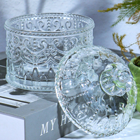 Pot à bonbons en relief rond cristal décoration de la maison personnalisé cristal boîte à bijoux pot de rangement en verre