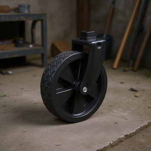 Roue pivotante 5 pouces en polyuréthane, bande de roulement ferme, roulement à billes, sans frein, noire, type plat, pour la logistique d'entreposage - Product Image 2