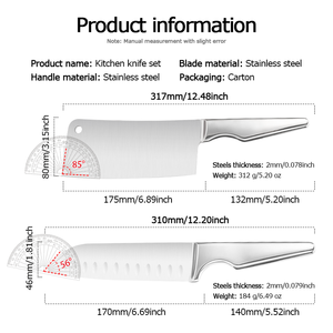 Ensemble de couteaux de chef best-seller (5 pièces) - Fabriqué en acier inoxydable, manche creux en acier inoxydable monobloc, avec support à couteaux, OEM - Product Image 6