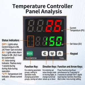 Contrôleur de température <span class=keywords><strong>PID</strong></span> série TUOBANG TK6L, thermostat à double affichage universel pour thermocouple et RTD, double sortie relais SSR - Product Image 2