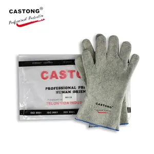 33CM CASTONG Grey Felt Of Aramid Mixed With Wool Resisting 300 Degree Celsius Industrial Heat Resistant Safety Working Gloves