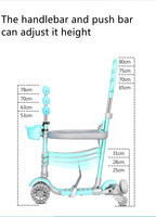 Trottinette 5-en-1 pour enfants avec siège et barre de poussée, design extérieur en plastique, pliable et réglable en hauteur – Approvisionnement direct usine