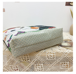 <span class=keywords><strong>Sac</strong></span> fourre-tout d'été en toile vintage bohème à fleurs tropicales pour femmes, grande capacité, réutilisable - Product Image 4