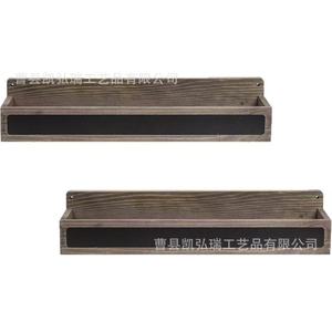 Retro wooden <b>wall</b>-<b>mounted</b> <b>shelf</b> with writable chalkboard labels, solid wood kitchen condiment rack - Product Image 3