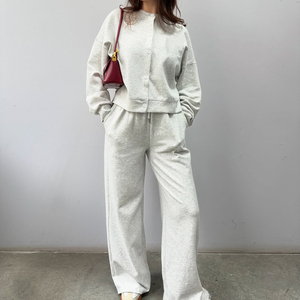 Logo personnalisé tendance grandes tailles hiver survêtement demi fermeture éclair polaire sweat-shirt <span class=keywords><strong>et</strong></span> pantalon de survêtement ensemble confortable 2 pièces - Product Image 1