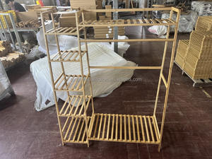 110x40x140cm竹製ワードローブ衣類ラックヘビーデューティー衣類用独立衣類ラッククローゼット - Product Image 2