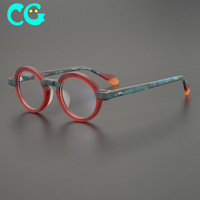 Lunettes de créateur classiques rouge vin, fait à la main givré Vintage monture de lunettes personnalité Art cercle cadre femmes avec myopie Aceta
