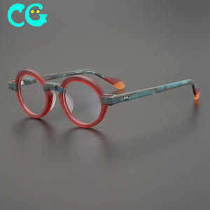Gafas clásicas de vino tinto hechas a mano para mujer, montura esmerilada Vintage, marco de arte con personalidad, marco circular con <span class=keywords><strong>Aceta</strong></span> para Miopía - Product Image 1