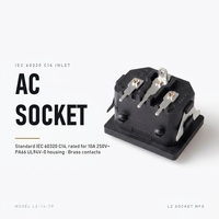 Prise de courant AC LZ-14-7P IEC C14, contacts en laiton, 10A, nylon, peut être utilisée pour les prises industrielles