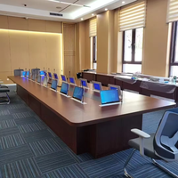 Table de conférence intelligente motorisée pour système de conférence sans papier, moniteur de bureau dissimulé, élévateur LCD avec microphone pour bureau