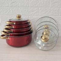 Meilleures ventes : Lot de 10 casseroles en acier inoxydable argenté avec couvercle en verre, antiadhésives, écologiques, compatibles gaz et induction, pour soupes et bouillons