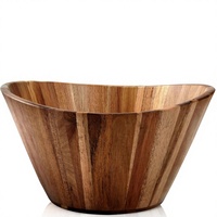 Grand saladier en bois d'acacia, 12 pouces de diamètre, capacité de 6,36 litres, design ondulé fait main, origine Chine, multi-usages