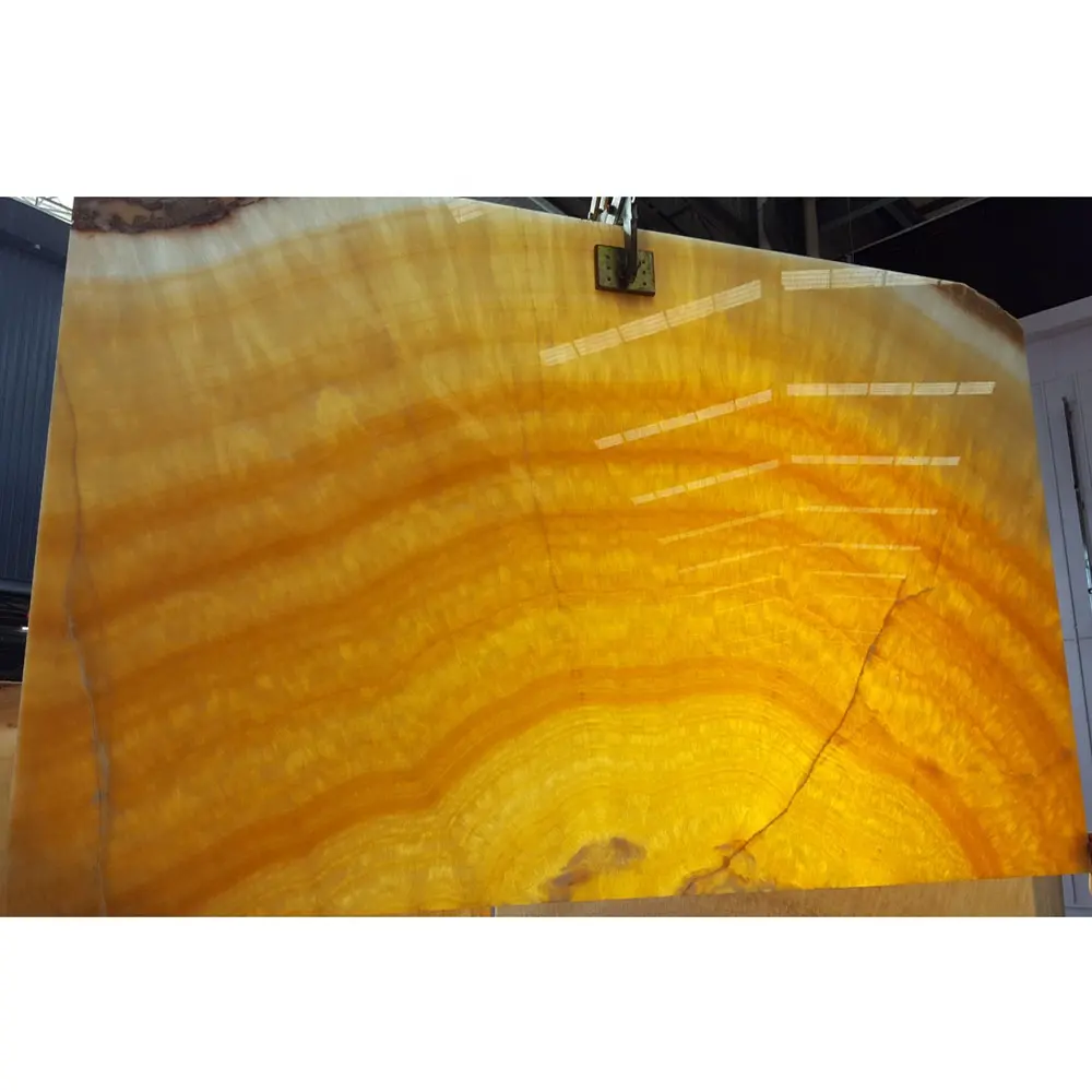 Decoratie bar top geel transparant platen jade steen marmer honing onyx