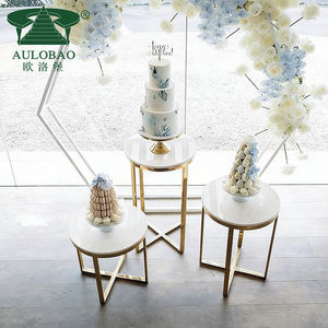 Décoration de mariage, ensemble de mariage en acier inoxydable doré, support de gâteau pour la mariée - Product Image 2