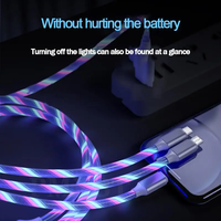 Câbles de chargeur Micro USB Type C 3-en-1 à charge rapide LED 2.4A pour Android et iPhone pour ordinateur et imprimante