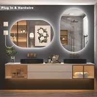 Vente en gros Stock américain Miroir LED intelligent sans cadre pour salle de bain Miroir de salle de bain ovale moderne avec interrupteur tactile éclairé Appartements de dépôt