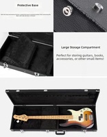 Kotak Gitar PU dengan Lapisan Beludru Tahan Lama Anti Guncangan Portabel dengan Bantalan Busa, Penutup Kunci & Ritsleting, Warna Hitam