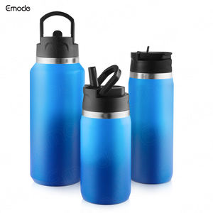 Petite bouteille d'eau portable brevetée Emode pour enfants avec couvercle sans BPA et double paroi en acier inoxydable avec paille - Product Image 6