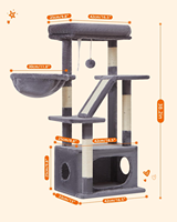 Arbre à chat en sisal durable de 38,5 pouces, tour pour chats d'intérieur et chatons, avec condo luxueux, paniers réglables et emballage en carton