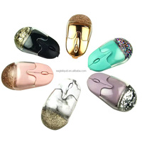 Souris filaire USB personnalisée en acrylique fantaisie avec liquide aquatique, motif animal, forme ovale, multicolores