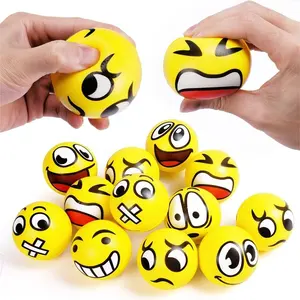 Bola stres senyum busa PU lucu Logo bentuk kustom penjualan laris grosir mainan Fidget bola penghilang stres