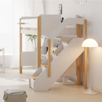Only B2B Boori Meubles en bois pour enfants en bois massif à deux couches Lit superposé double pour enfants avec escalier de rangement