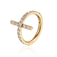 Cincin Hidung Salib Punk Unisex Laris Manis dengan Zirkon Baja Anti Karat Perhiasan Tahan Luntur Seri Marvel Grosir
