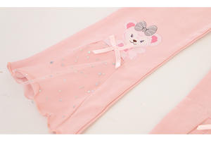 Vêtements pour enfants Leggings extensibles décontractés pour bébés filles avec nœud en dentelle imprimé de dessins animés - Product Image 5