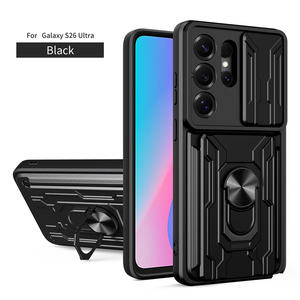 Coque de téléphone de <span class=keywords><strong>Protection</strong></span> d'objectif de fenêtre coulissante de fente de carte pour Samsung Galaxy S26 Ultra S26 + S25 <span class=keywords><strong>FE</strong></span> S25 Edge Kickstand Cover - Product Image 1