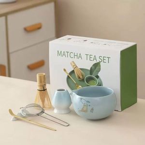 Wholesale Handmade Matcha <b>Tea</b> Tools Accessories Bamboo Whisk <b>Tea</b> Scoop Ceramic Matcha Bowl with Cute Cat Pattern Gift Package - Product Image 1