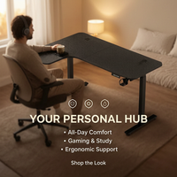 Table de jeu E-Sports de type L AOR, cadre en acier inoxydable, montage facile, multifonctionnelle, en panneau de fibres, design ergonomique, bureaux de travail
