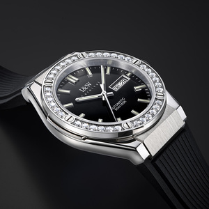 I&W 카니발 뉴 디싱 메카니컬 무브먼트 고품질 아이스드 아웃 오토매틱 남성용 러버 비즈니스 시계 - Product Image 2