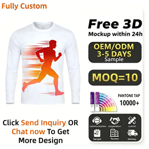 Kaos Lari Sublimasi Lengan Panjang Custom 100% Poliester untuk Olahraga Marathon, Acara Lari, Fitness, Ukuran Oversize - Product Image 1