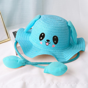 Dễ Thương Thỏ <span class=keywords><strong>hat</strong></span> cho trẻ em di chuyển tai rơm <span class=keywords><strong>hat</strong></span> với lượn sóng vành cho các hoạt động ngoài trời được làm từ cỏ tự nhiên - Product Image 4