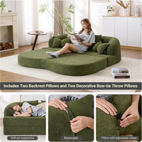 Sofá Cama Loveseat Cuadrado Moderno, Extensible, de Chenilla, Modular, sin Estructura, Futón para Sala de Estar, Dormitorio, Hotel