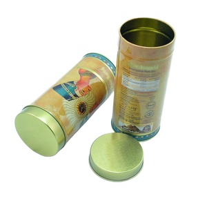 custom airtight round copper tin tea box packing tin box canister tea storage tin