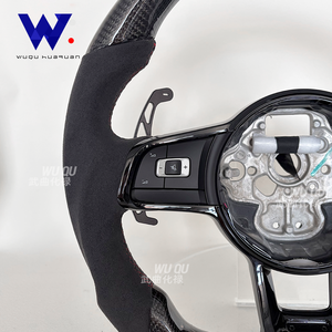Volante Personalizado de Fibra de Carbono Genuina con Revestimiento de Gamuza para <span class=keywords><strong>Volkswagen</strong></span> Golf 5 6 7 R MK5 MK6 MK7 MK7 GTI Polo Passat CC, Ajuste Perfecto - Product Image 2