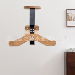 Porte-manteau mural en bois massif avec cintre réglable pour le rangement des vêtements et des chapeaux, design minimaliste - Product Image 2