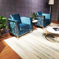 Neues Design Hotel Gold Stahl Stoff Leder Sofas Sets Home Couch Wohnzimmer Sofa Möbel Single Leisure Sofa Stuhl