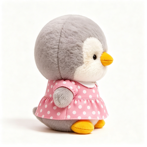 Molliger Grauer Pinguin Plüschtier Süßer Weißer Punktemuster <span class=keywords><strong>Peter</strong></span>-Pan-Kragen Rock Weicher Flauschiger Pinguin Stofftier Hübsches Pinguin Plüschtier - Product Image 5