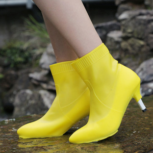 Girls Rainproof Overshoes High Heels Waterproof Thickened Wear-Resistant Anti-Skid for Summer and Winter
