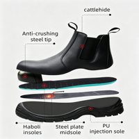 Bottes en cuir imperméables Chelsea industrielles, respirantes, noires, pour hommes, avec embout en acier, anti-perforation, prix de gros, chaussures de sécurité tendance