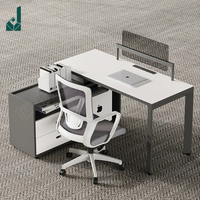 Bureau de travail ergonomique moderne avec armoire latérale de rangement et chaises double face 6 places pour espace d'équipe financière