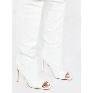 New Arrivals Square Open Toe Women Over Knee High <b>Boots</b> Thigh High Slip-on <b>Boots</b> for Women Big Size 43 Thin Heel Long Booties - Product Image 5