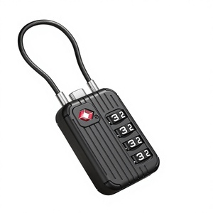 Lucchetto TSA a 4 cifre con cavo in acciaio, in lega di zinco autentica TSA-542, nero/argento, per <span class=keywords><strong>controllo</strong></span> di sicurezza aeroportuale globale - Product Image 1