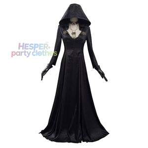 HP <b>Women</b> Gothic Hooded Long <b>Dress</b> Vintage Jacquard Vampire Witch Gown Dark Medieval Cosplay Costume <b>for</b> <b>Halloween</b> Party - Product Image 1